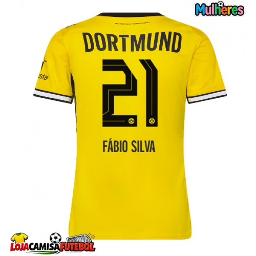 Camisa de Futebol Borussia Dortmund Fabio Silva #21 Equipamento Principal Mulheres 2026-27 Manga Curta